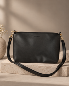 ELLADORA Unisex 14 Inch Laptop Bag – Vegan Leather Crossbody Office & Travel Bag – Black