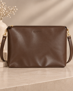 ELLADORA Unisex 14 Inch Laptop Bag – Vegan Leather Crossbody Office & Travel Bag – Tan